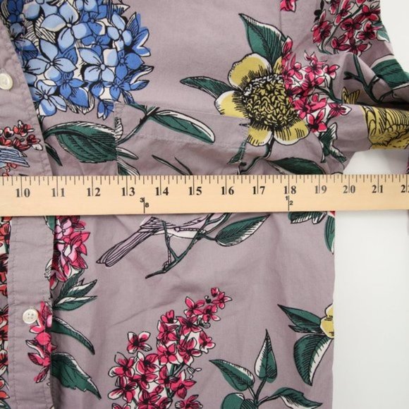 Boden Purple Long Sleeve Collared Shirt Floral Sunflower Bird Pattern Button Up - Picture 5 of 8